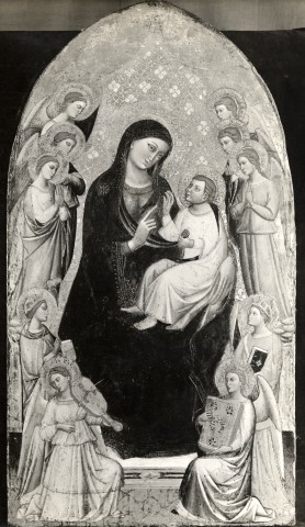 Anonimo — Gerini Niccolò di Pietro - sec. XIV/ XV - Madonna con Bambino in trono e angeli — insieme